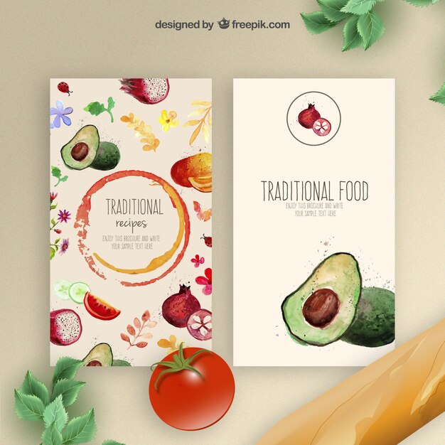 Watercolor traditional food flyers