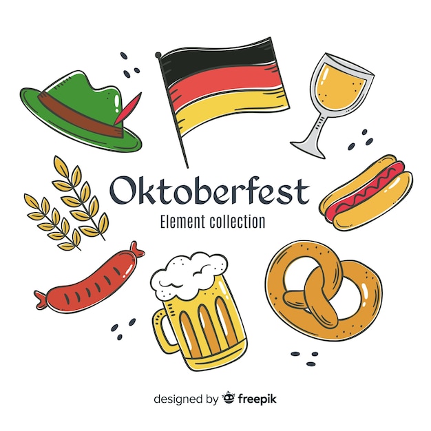 Free vector watercolor traditional oktoberfest element collection