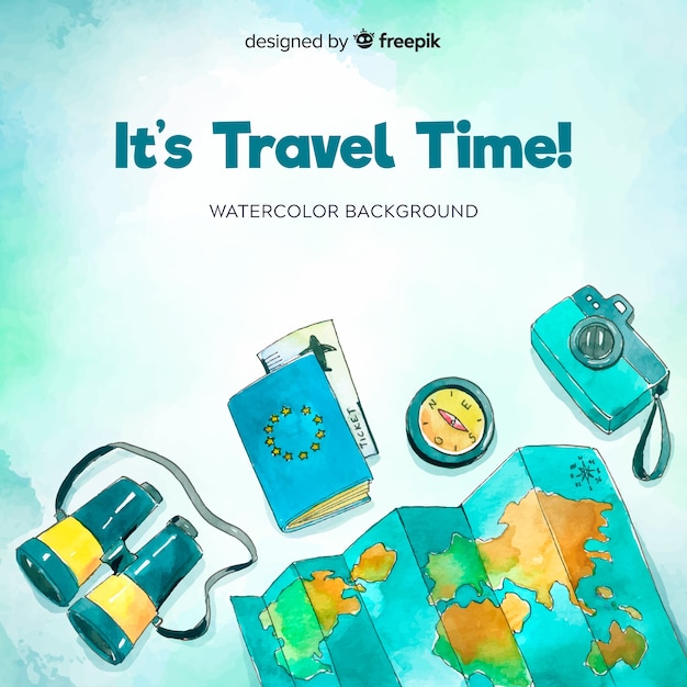 Free vector watercolor travel background