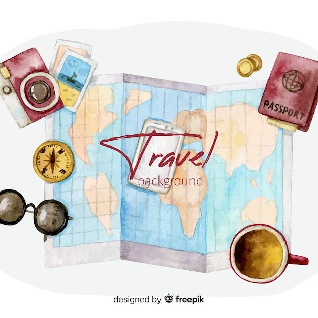 Free vector watercolor travel background