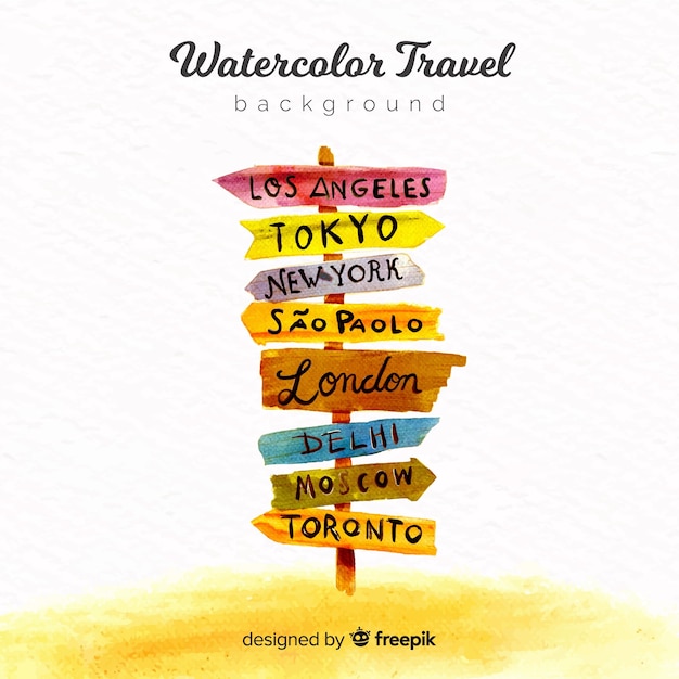 Free vector watercolor travel background