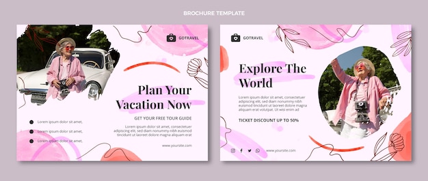 Free vector watercolor travel brochure