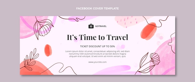 Free vector watercolor travel facebook cover