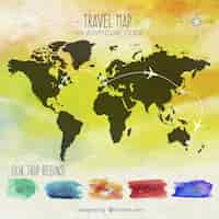 Free vector watercolor travel map