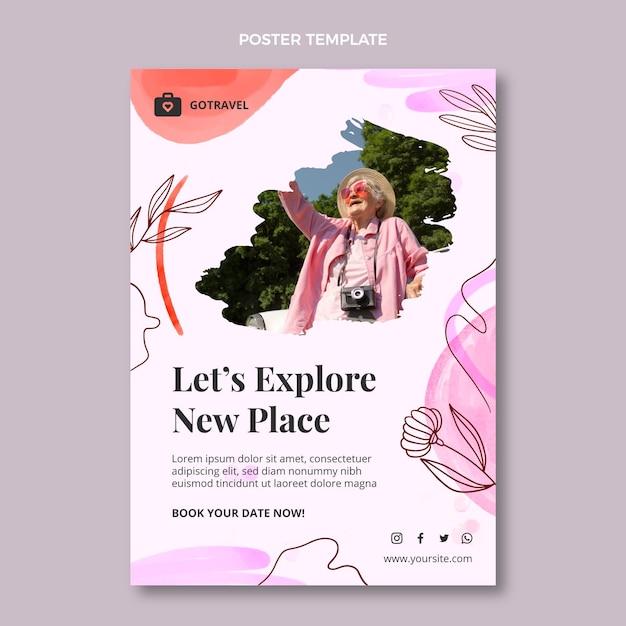 Free vector watercolor travel poster template