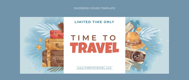 Бесплатное векторное изображение Акварельный туристический шаблон обложки facebook
