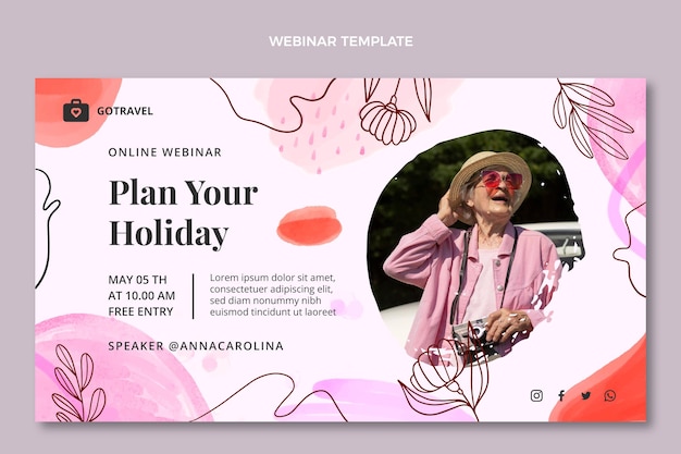 Free vector watercolor travel webinar