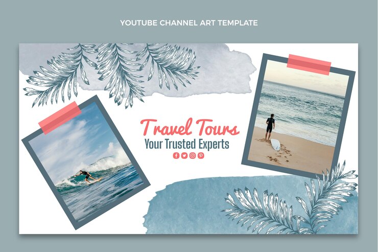 免費 Vector 水彩旅行youtube頻道藝術