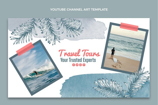 Watercolor travel youtube channel art