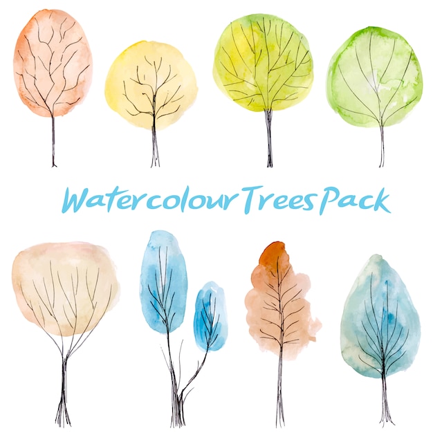 Free vector watercolor trees pack