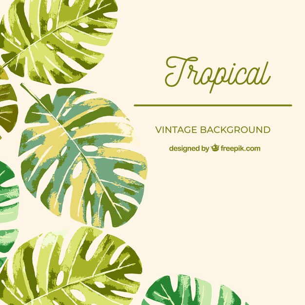 Watercolor tropical background with vintage style