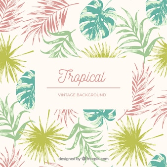 Watercolor tropical background with vintage style