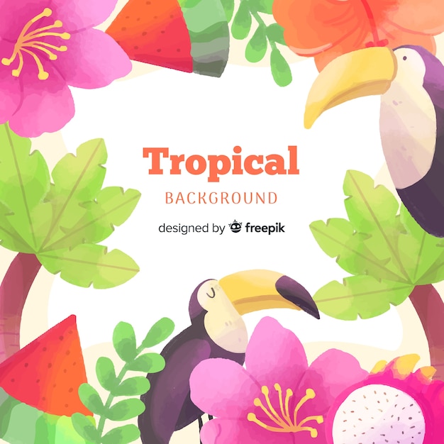 Free vector watercolor tropical background