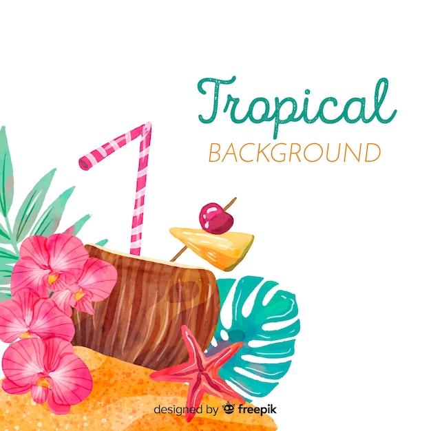 Free vector watercolor tropical background