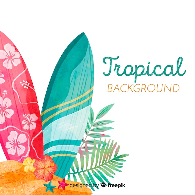 Free vector watercolor tropical background