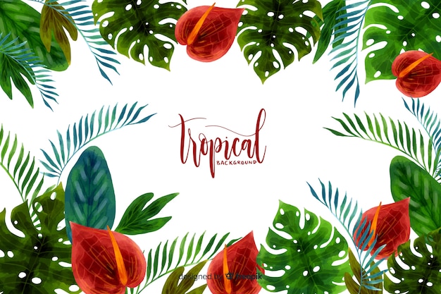 Free vector watercolor tropical background