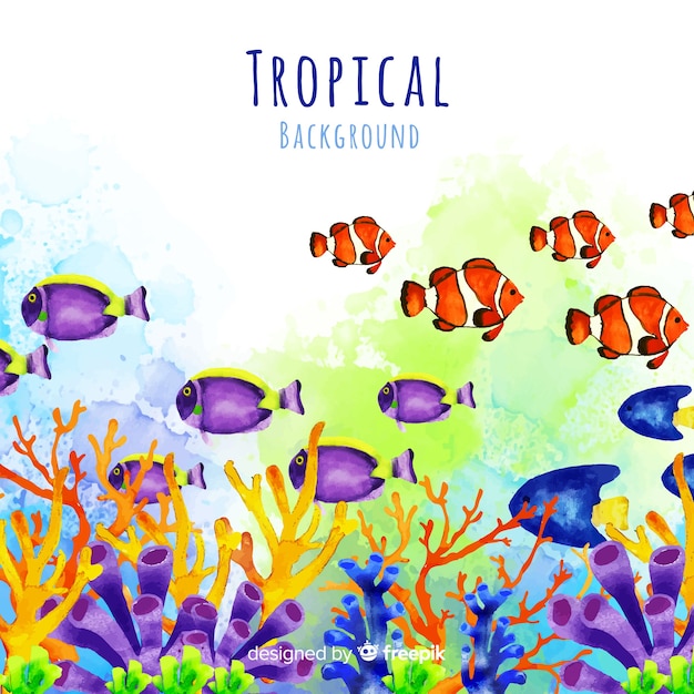 Watercolor tropical background