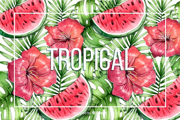 Free vector watercolor tropical background