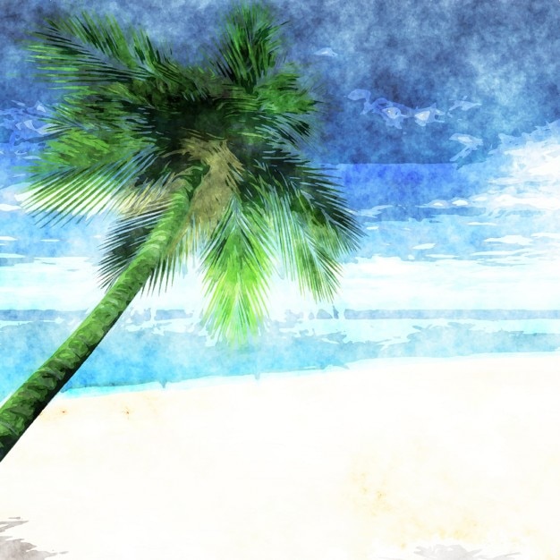 Бесплатное векторное изображение Акварель тропический пляж фон