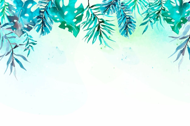 Free vector watercolor tropical leaves background