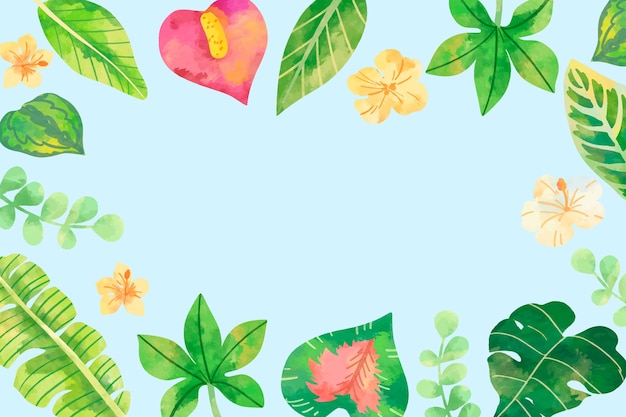 Free Vector watercolor tropical leaves background