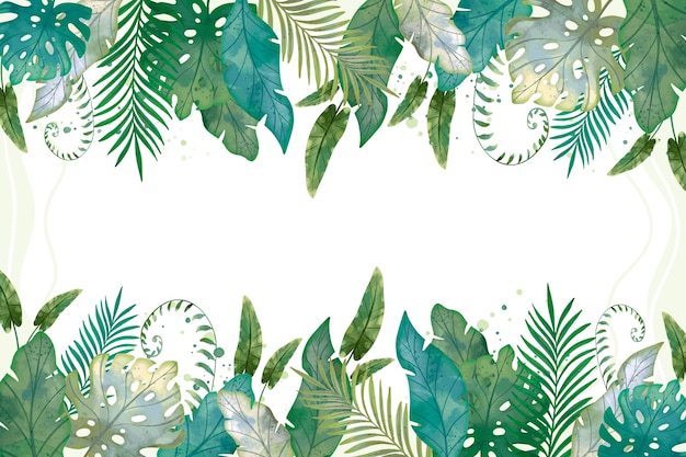 Vettore gratuito acquerello foglie tropicali sfondo