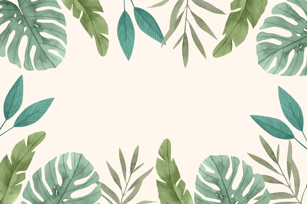 Watercolor tropical leaves background