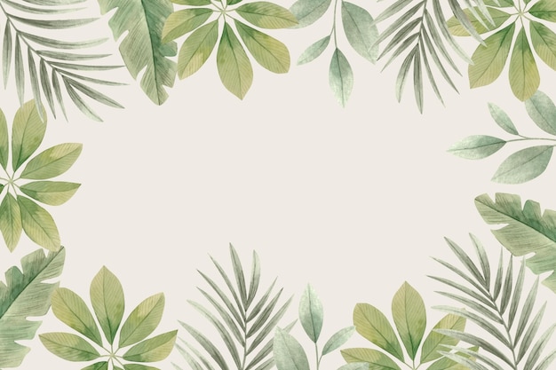 Vettore gratuito sfondo di foglie tropicali dell'acquerello