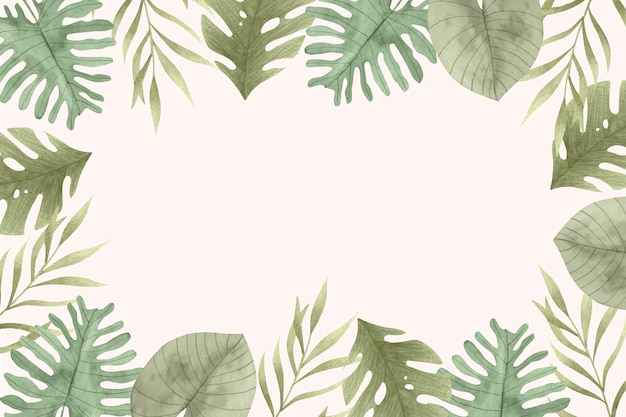 Free vector watercolor tropical leaves background