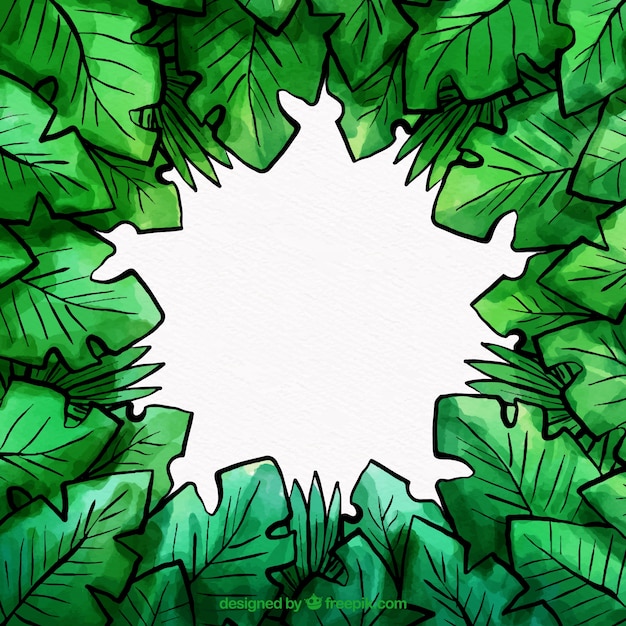 Free vector watercolor tropical leaves frame