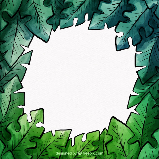 Watercolor tropical leaves frame