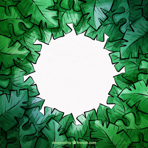 Free vector watercolor tropical leaves frame