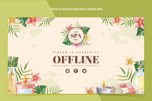 Free vector watercolor tropical spa twitch background