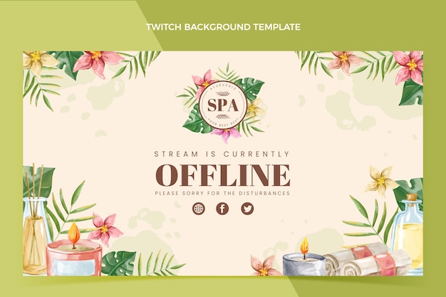 Watercolor tropical spa twitch background