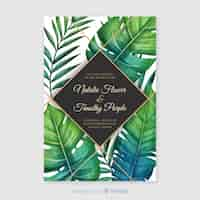 Free vector watercolor tropical wedding invitation template