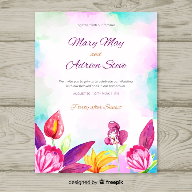 Watercolor tropical wedding invitation