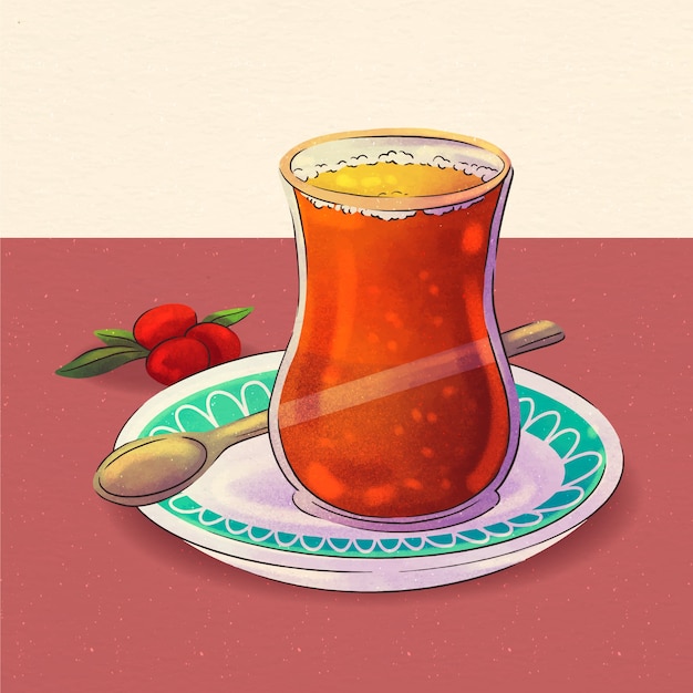 Watercolor turkish food illustration