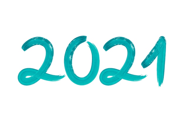 Watercolor turquoise brushstroke new year 2021 background
