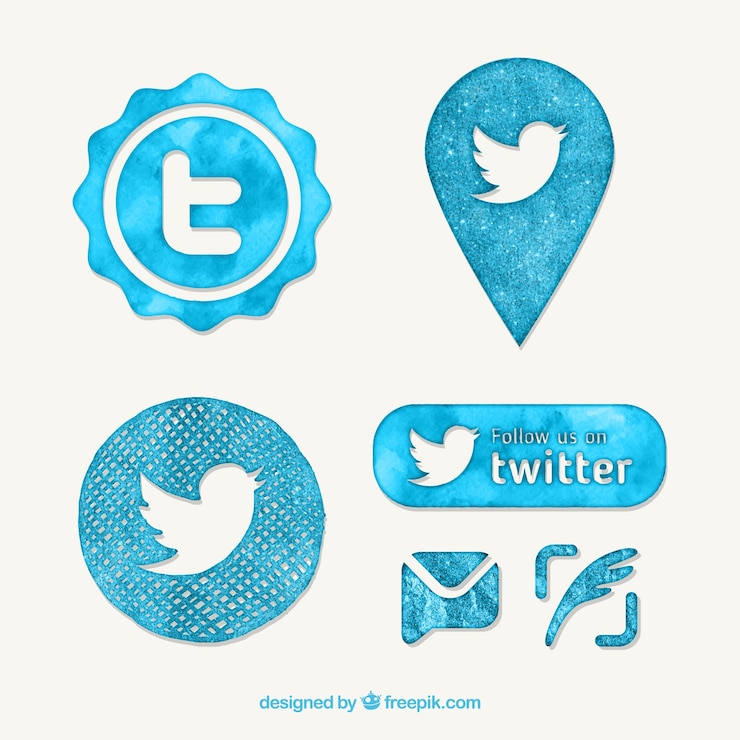 Free Vector watercolor twitter button pack