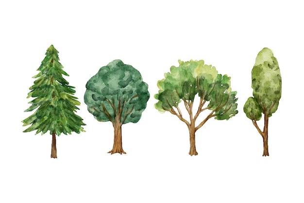 Watercolor type of trees collection