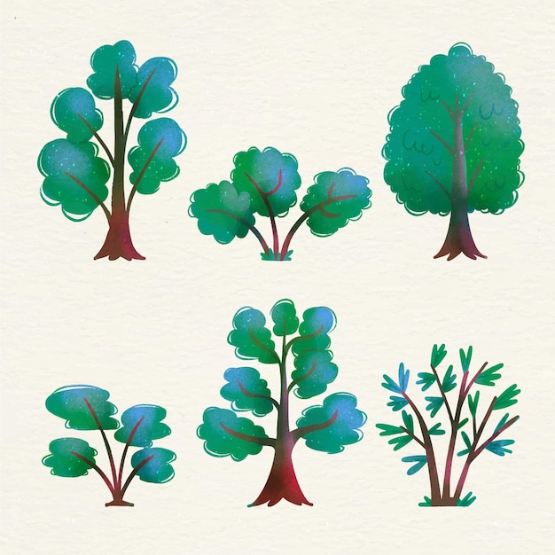 Free vector watercolor type of trees