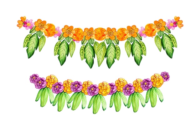 Watercolor ugadi garland illustration