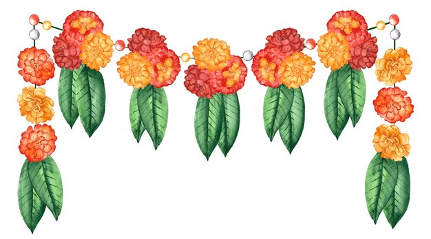 Watercolor ugadi garland illustration