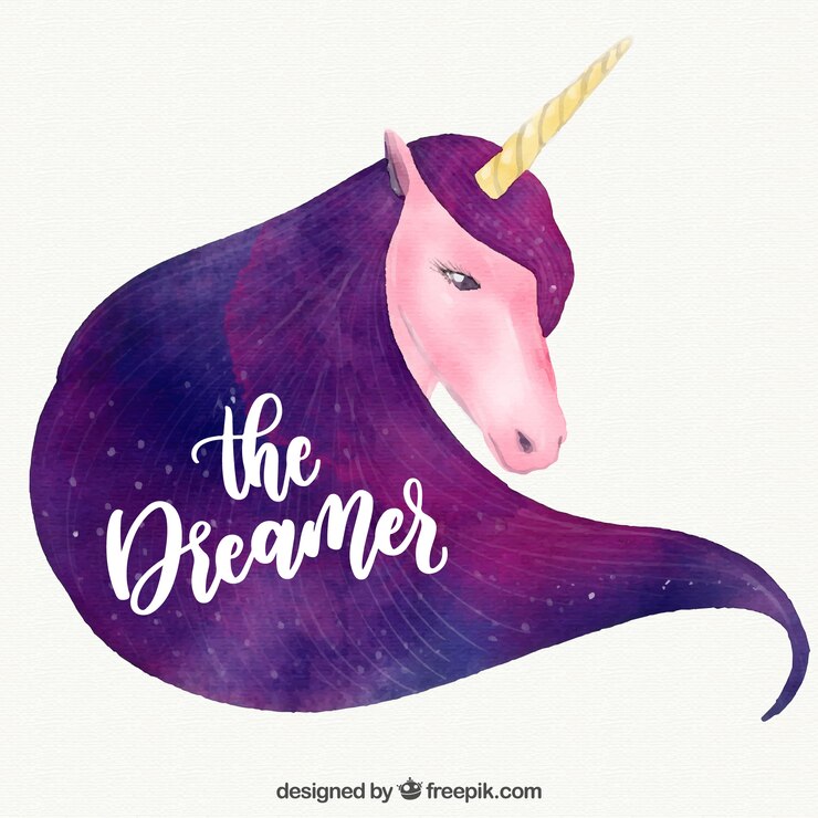 Free Vector watercolor unicorn background with message