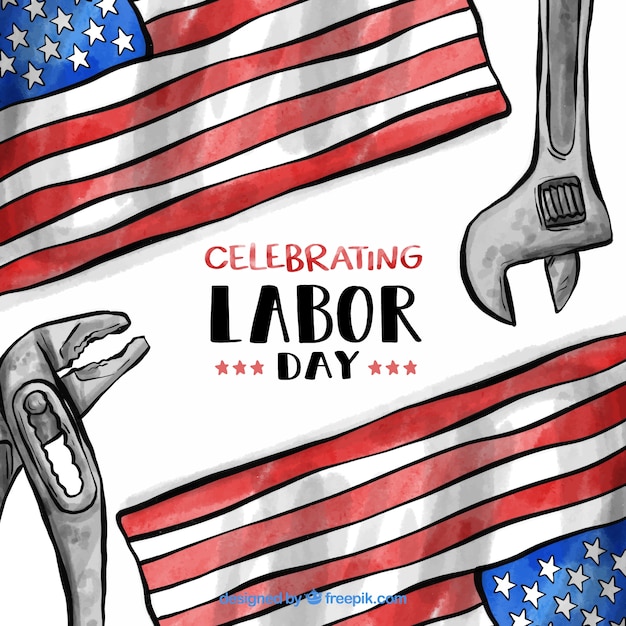 Free vector watercolor usa labor day composition