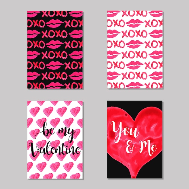 Free vector watercolor valentine cards collection