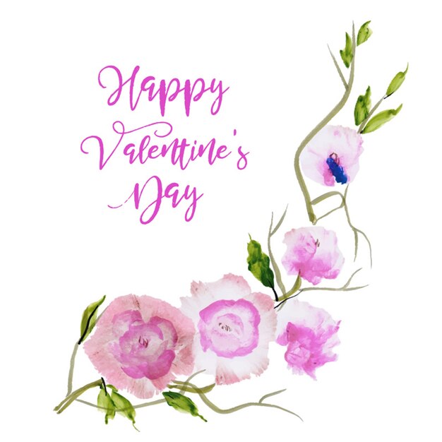 Watercolor Valentine Floral Background