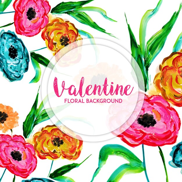 Watercolor Valentine Floral Background