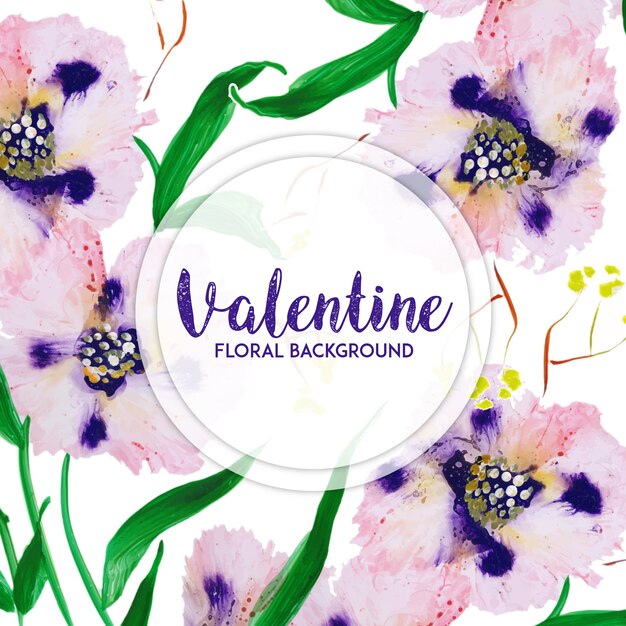 Watercolor Valentine Floral Background