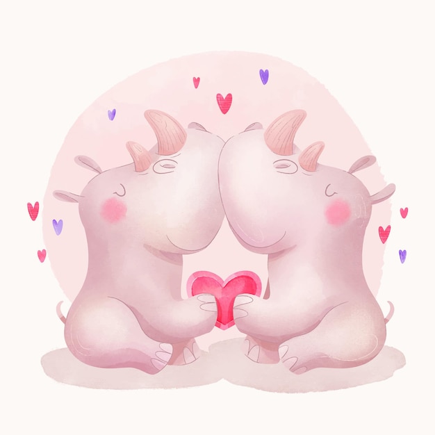 Free vector watercolor valentine's day animal couple